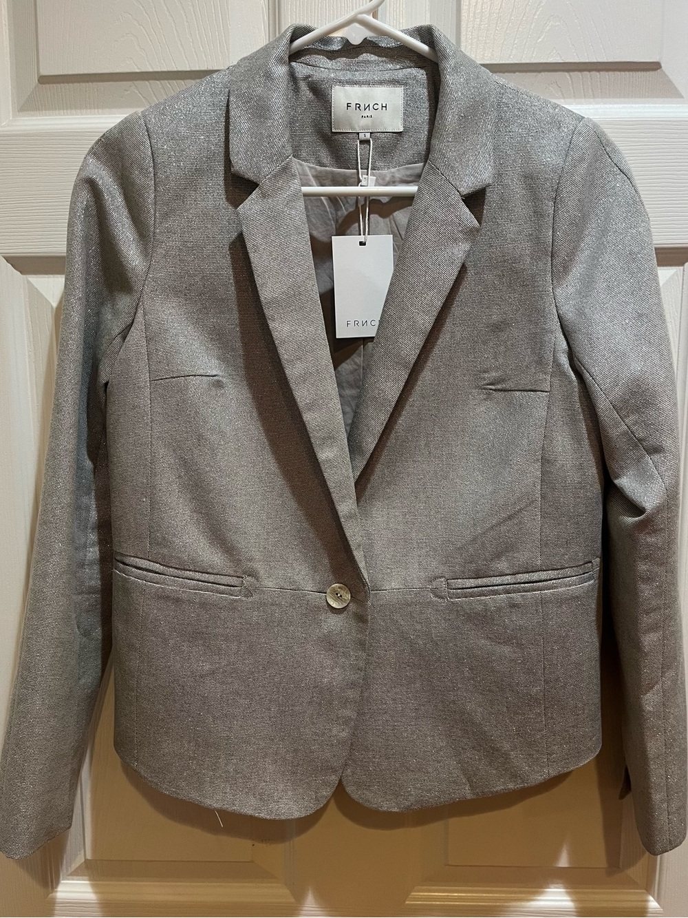 FRNCH Paris Women's Silver Shimmer Blazer Jacket NWT Size S